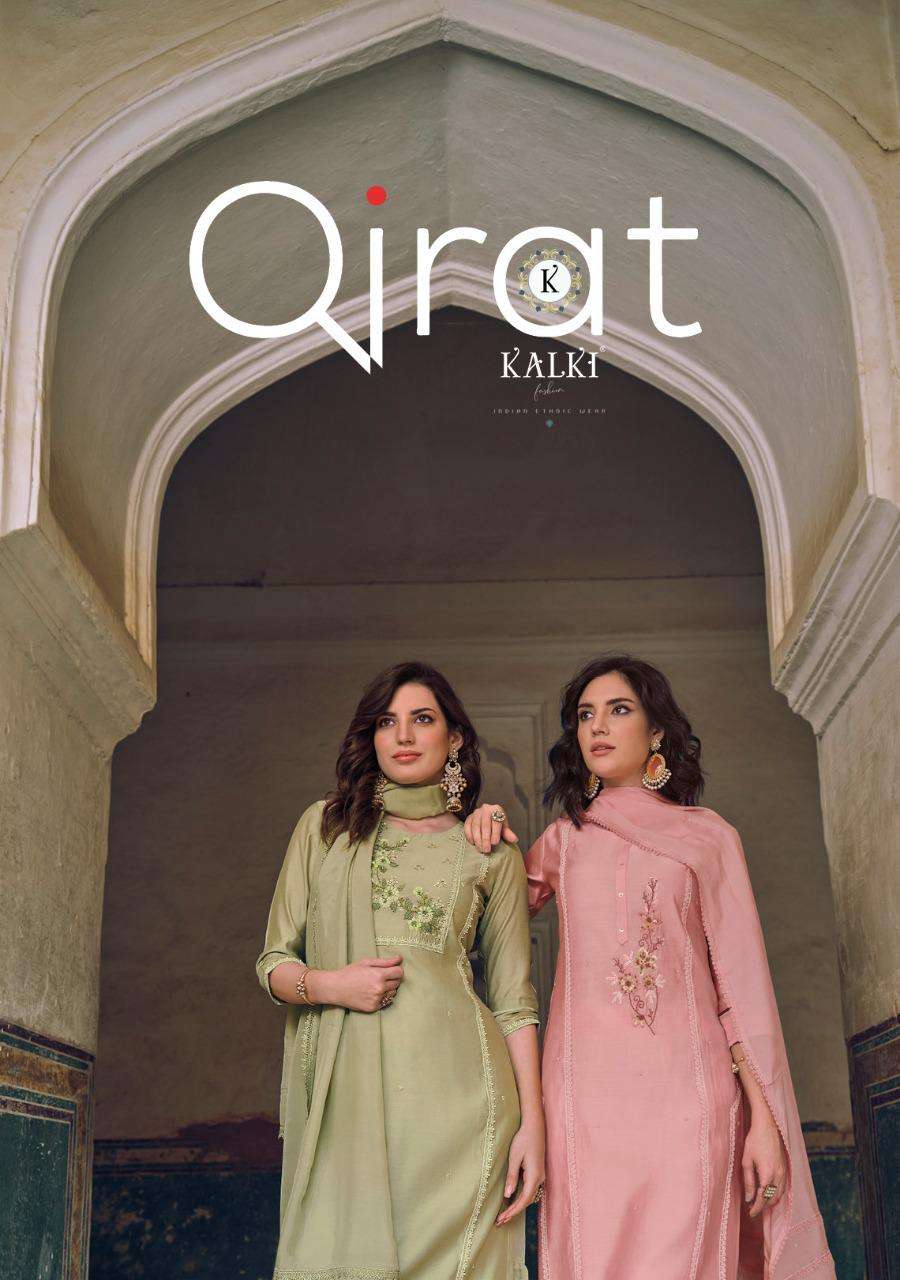 QIRAT BY KALKI 100001 TO 100006 SERIES DESIGNER SUITS BEAUTIFUL FANCY COLORFUL STYLISH PARTY WEAR & OCCASIONAL WEAR PURE COTTON SILK DRESSES AT WHOLESALE PRICE