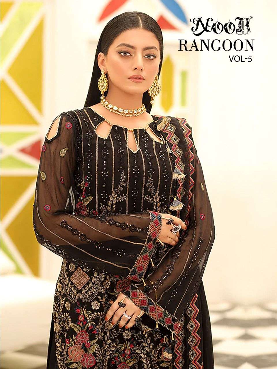 Rangoon Vol-5 By Noor 999 To 1001 Series Beautiful Pakistani Suits Colorful Stylish Fancy Casual Wear & Ethnic Wear Heavy Georgette/Net Dresses At Wholesale Price