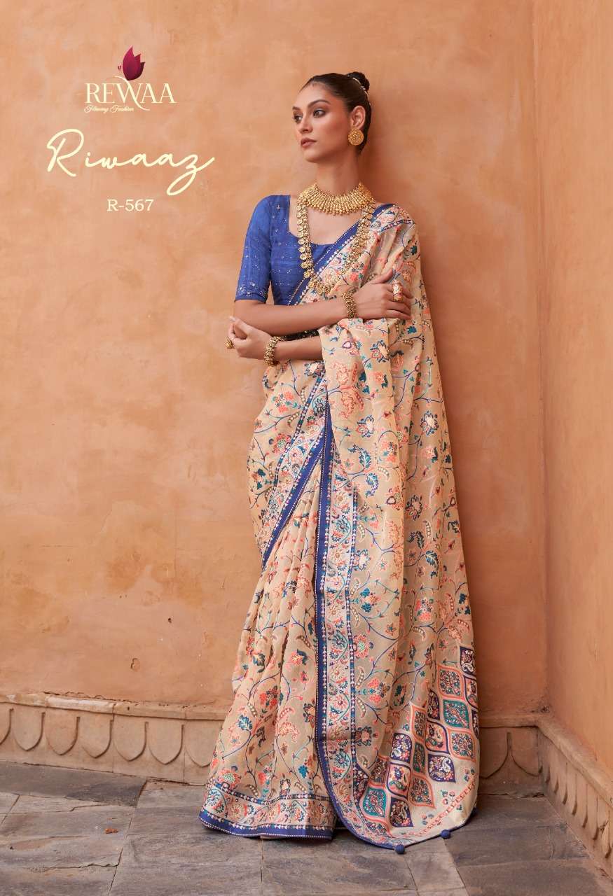 Riwaaz By Rewaa 566 To 574 Series Indian Traditional Wear Collection Beautiful Stylish Fancy Colorful Party Wear & Occasional Wear Pure Silk Sarees At Wholesale Price