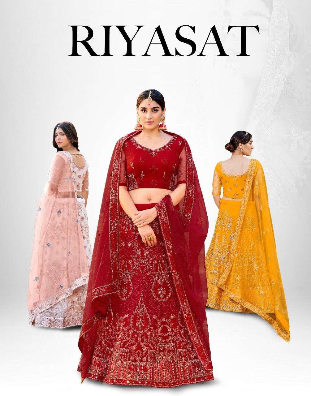 Riyasat By Mrudangi 1035 To 1037 Series Designer Beautiful Wedding Bridal Collection Occasional Wear & Party Wear Soft Net Lehengas At Wholesale Price