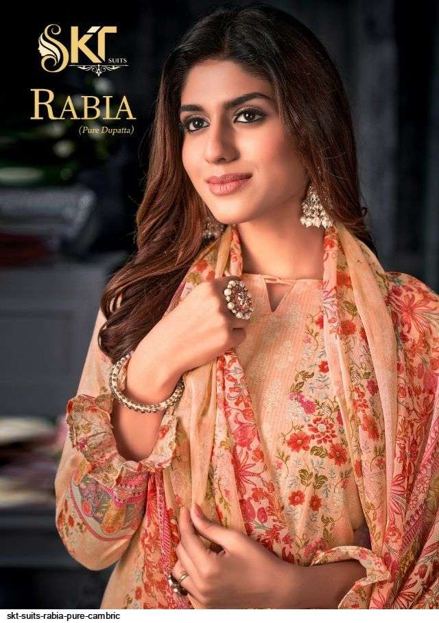 RABIA BY SKT SUITS 63001 TO 63008 SERIES BEAUTIFUL STYLISH SUITS FANCY COLORFUL CASUAL WEAR & ETHNIC WEAR & READY TO WEAR PURE CAMBRIC PRINTED DRESSES AT WHOLESALE PRICE