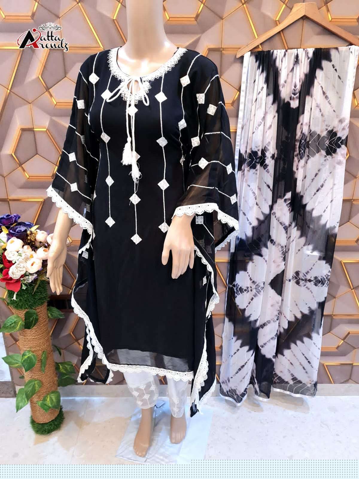 ATTA TRENDZ 2721 COLOURS BY ATTA TRENDZ 2721-A TO 2721-B SERIES DESIGNER PAKISTANI SUITS BEAUTIFUL FANCY COLORFUL STYLISH PARTY WEAR & OCCASIONAL WEAR FAUX GEORGETTE DRESSES AT WHOLESALE PRICE
