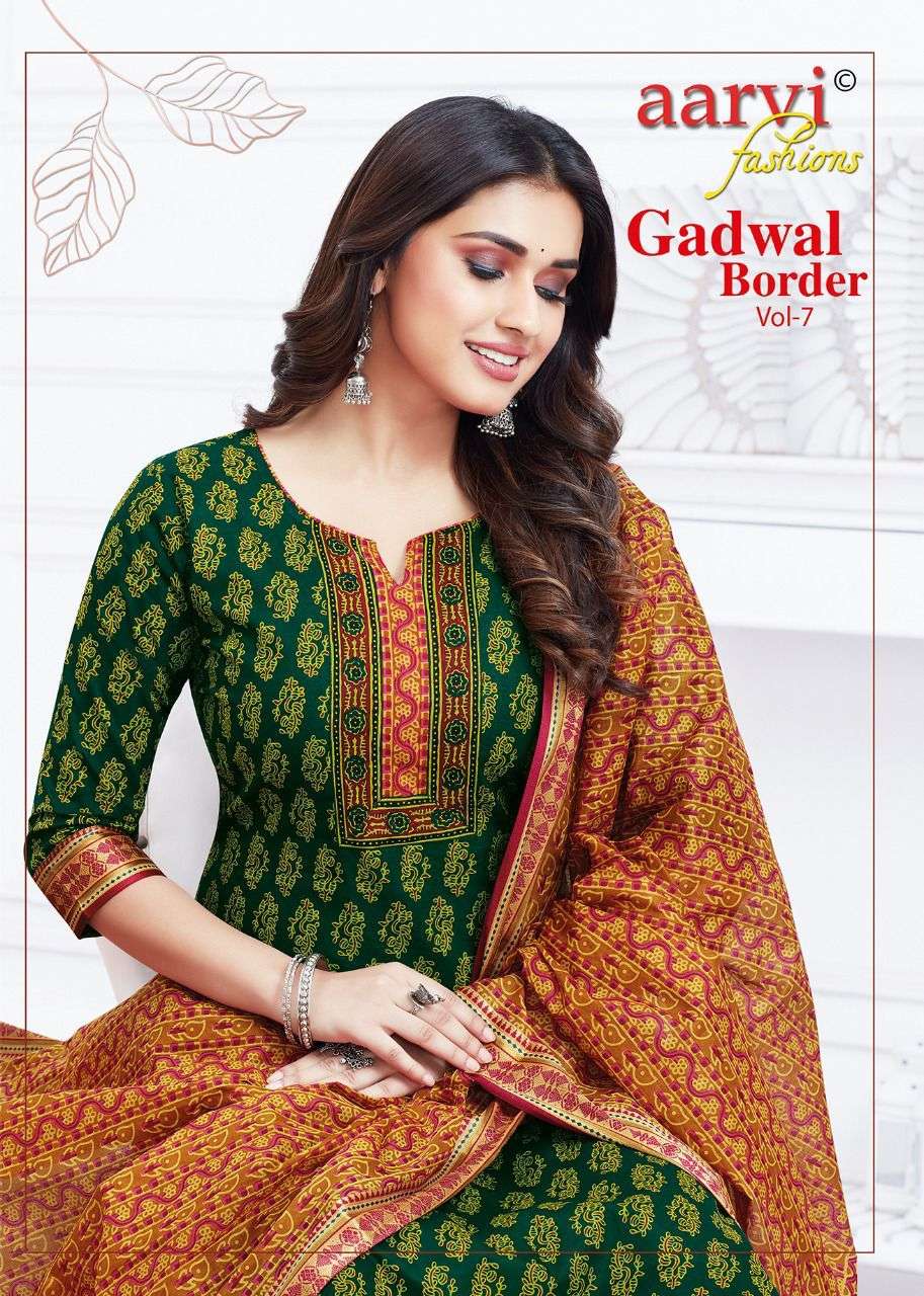 GADWAL BORDER VOL-7 BY AARVI FASHION 7012 TO 7023 SERIES BEAUTIFUL SUITS COLORFUL STYLISH FANCY CASUAL WEAR & ETHNIC WEAR FANCY DRESSES AT WHOLESALE PRICE