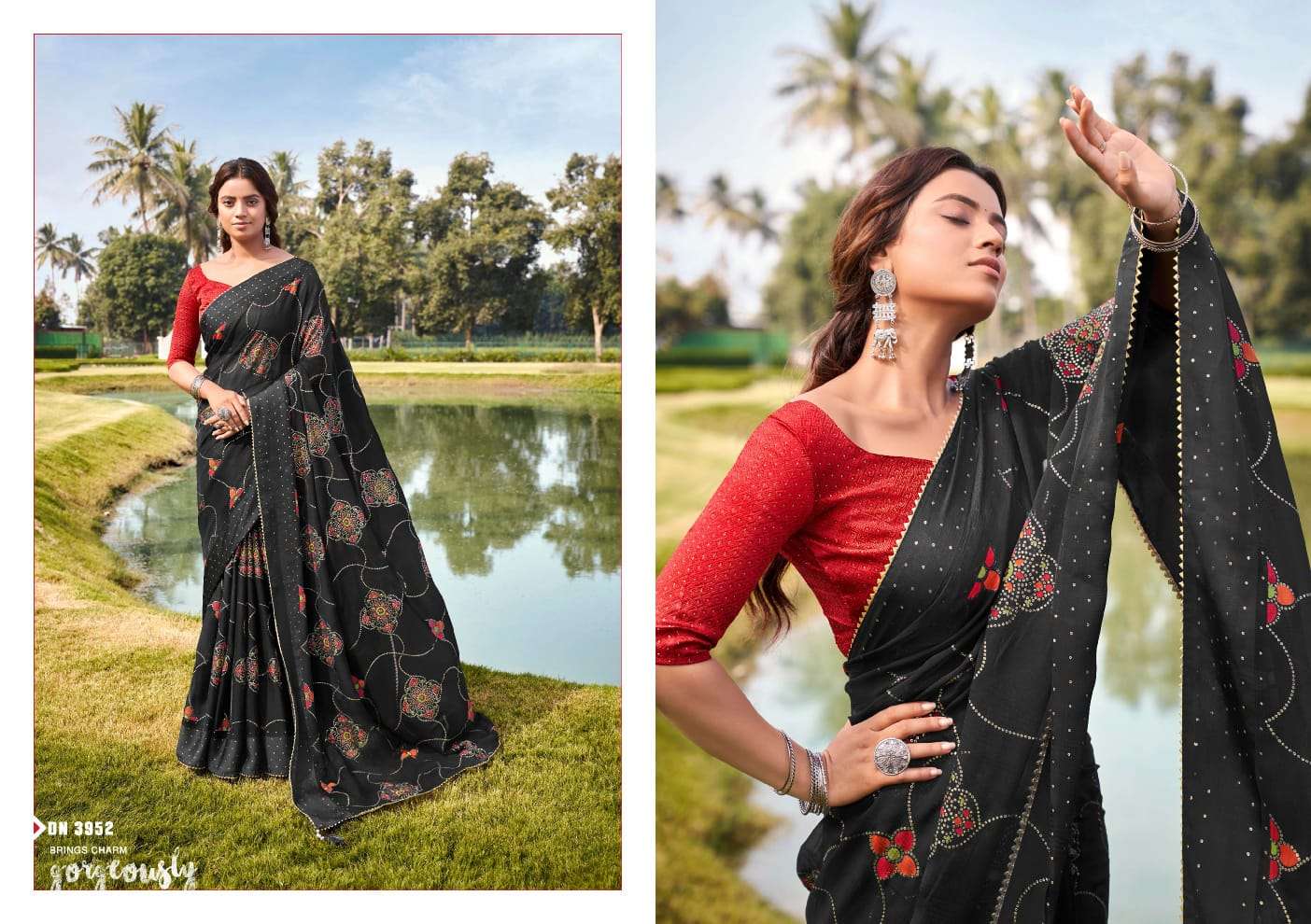 KESAR BY 5D DESIGNER 3901 TO 3908 SERIES DESIGNER BEAUTIFUL COLLECTION OCCASIONAL WEAR & PARTY WEAR CHIFFON PRINT SAREES AT WHOLESALE PRICE