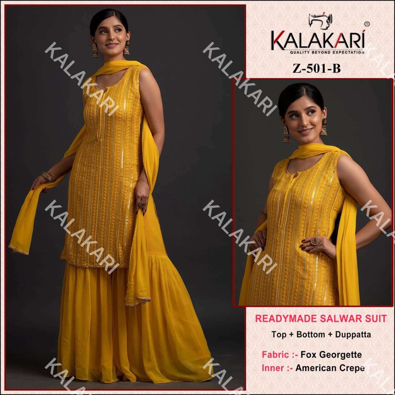 KALAKARI HIT DESIGN 501 COLOURS BY KALAKARI 501-A TO 501-B SERIES BEAUTIFUL PAKISTANI SUITS COLORFUL STYLISH FANCY CASUAL WEAR & ETHNIC WEAR FAUX GEORGETTE DRESSES AT WHOLESALE PRICE
