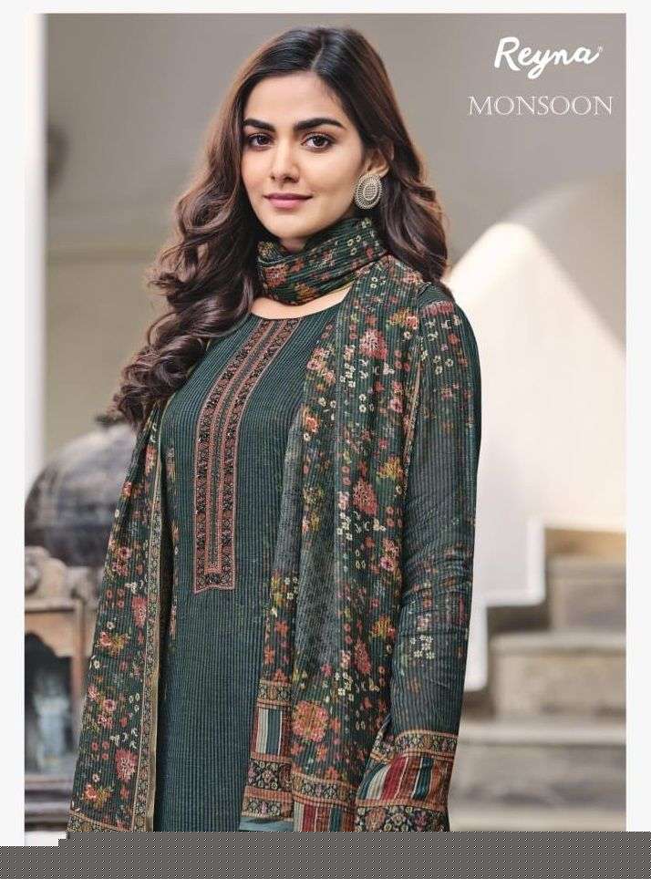 MONSOON BY REYNA 801 TO 807 SERIES INDIAN SUITS BEAUTIFUL FANCY COLORFUL STYLISH PARTY WEAR & OCCASIONAL WEAR PURE BEMBERG SILK DRESSES AT WHOLESALE PRICE