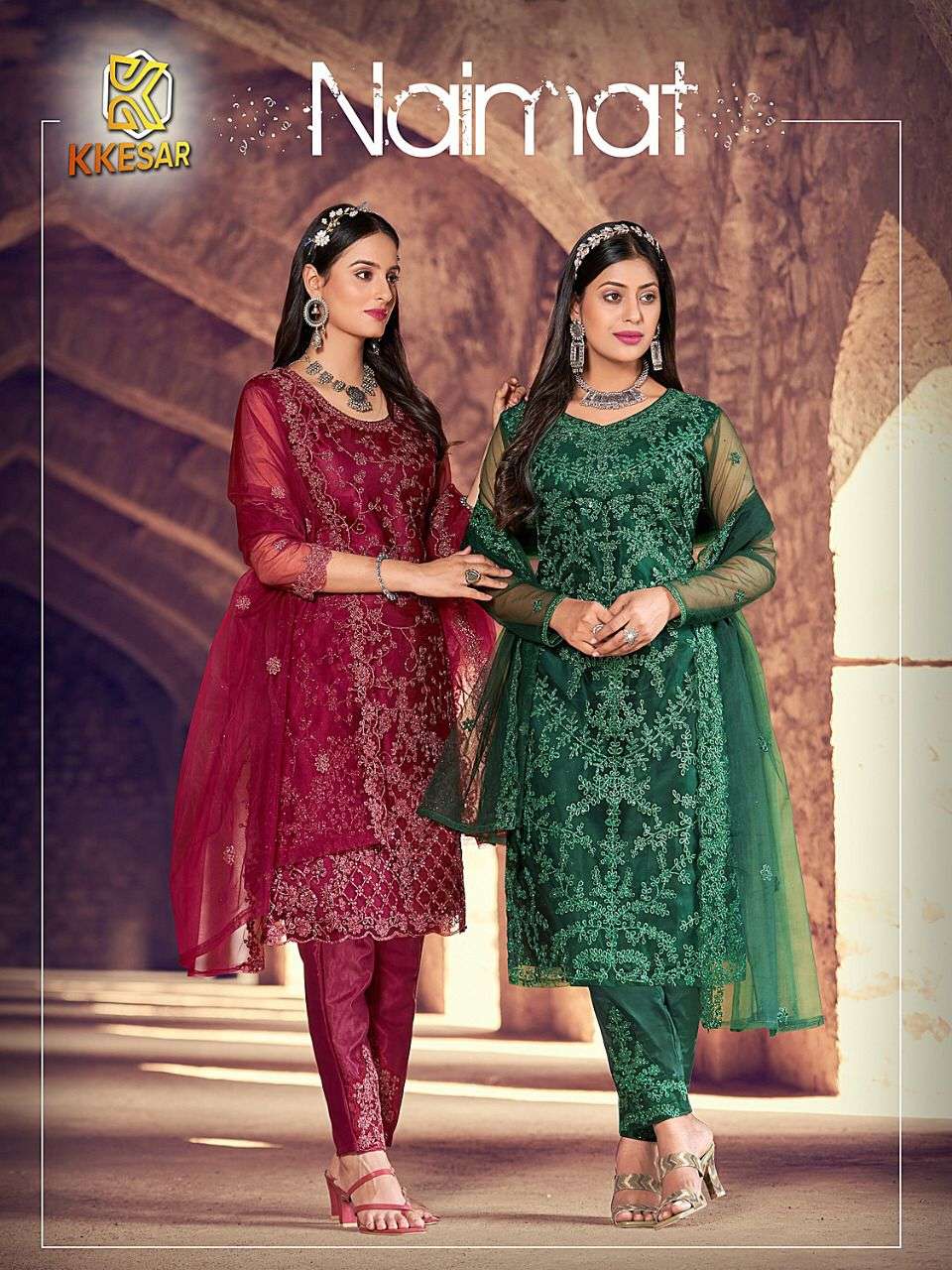 NAIMAT BY NAIMAT FASHION 101 TO 106 SERIES BEAUTIFUL PAKISTANI SUITS STYLISH COLORFUL FANCY CASUAL WEAR & ETHNIC WEAR  NET EMBROIDERED DRESSES AT WHOLESALE PRICE