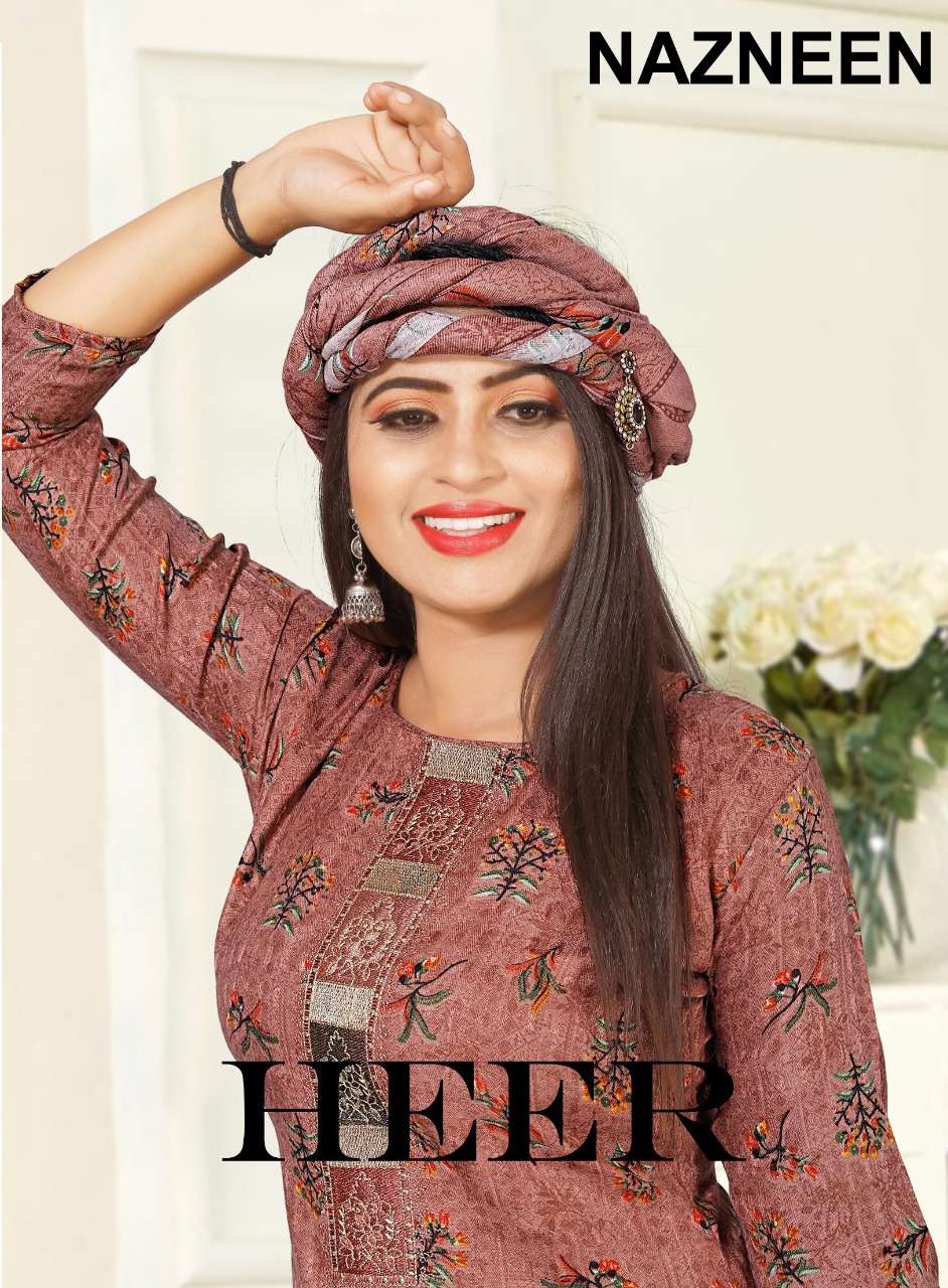 NAZMEEN 1366 BY HEER 1366 TO 1369 SERIES BEAUTIFUL SUITS STYLISH COLORFUL FANCY CASUAL WEAR & ETHNIC WEAR COMPRICES OF PASHMINA DRESSES AT WHOLESALE PRICE