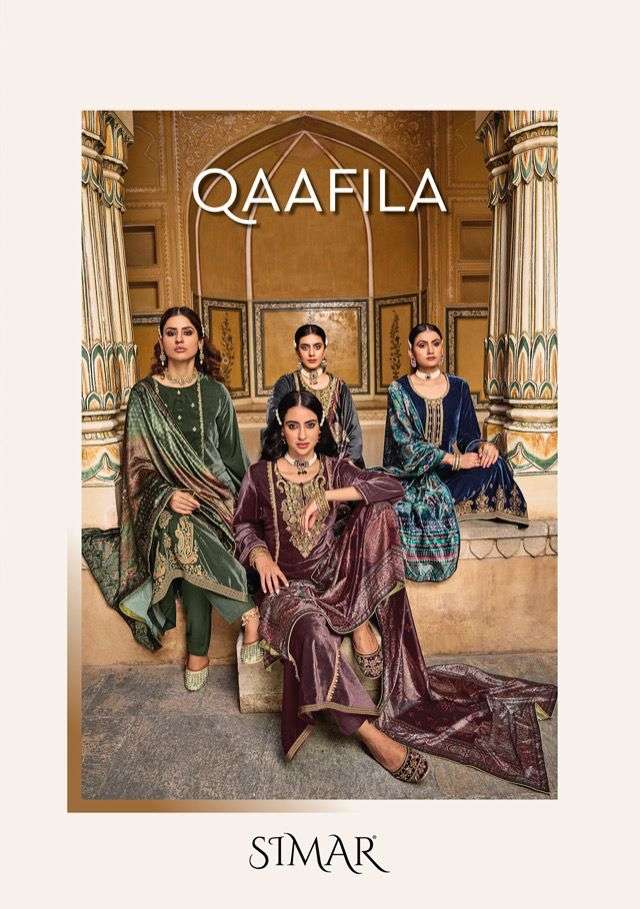 QAAFILA BY GLOSSY 5031 TO 5036 SERIES BEAUTIFUL SUITS COLORFUL STYLISH FANCY CASUAL WEAR & ETHNIC WEAR VELVET DRESSES AT WHOLESALE PRICE