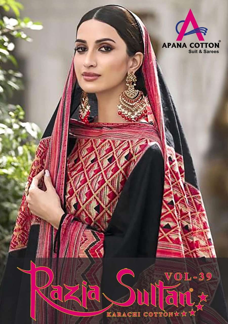 RAZIA SULTAN VOL-39 BY APANA COTTON 39001 TO 39010 SERIES BEAUTIFUL SUITS COLORFUL STYLISH FANCY CASUAL WEAR & ETHNIC WEAR COTTON DRESSES AT WHOLESALE PRICE
