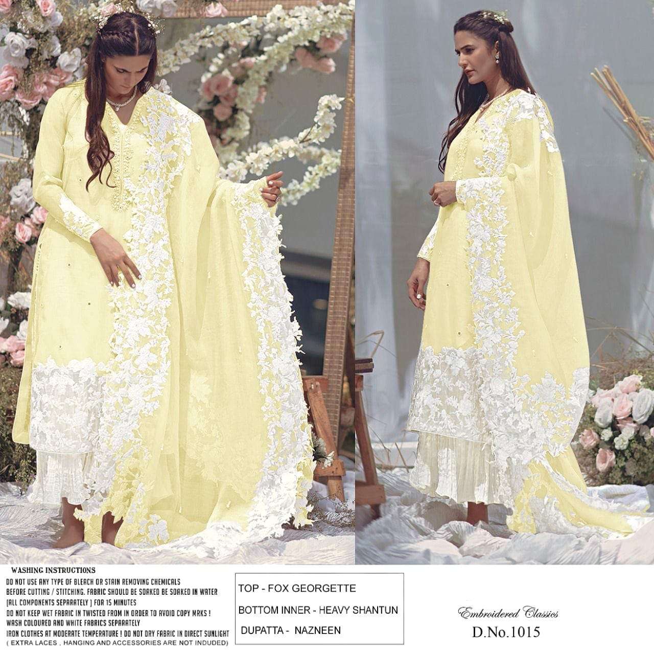 RAZZO HIT DESIGN 1015 COLOURS VOL-2 BY RAZZO EXPORTS 1015-E TO 1015-H SERIES PAKISTANI SUITS BEAUTIFUL FANCY COLORFUL STYLISH PARTY WEAR & OCCASIONAL WEAR FAUX GEORGETTE EMBROIDERY DRESSES AT WHOLESALE PRICE