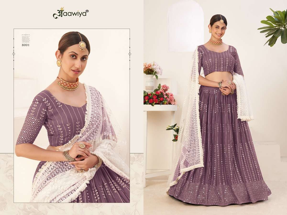 Siya Vol-1 By Aawiya 8001 To 8004 Series Designer Beautiful Navratri Collection Occasional Wear & Party Wear Georgette Digital Print Lehengas At Wholesale Price