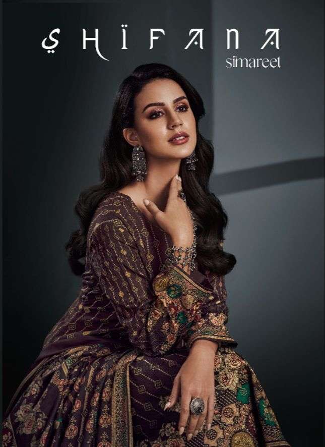 SHIFANA BY SIMAREET 909 TO 914 SERIES BEAUTIFUL SUITS STYLISH FANCY COLORFUL PARTY WEAR & OCCASIONAL WEAR PURE PASHMINA DIGITAL PRINTED DRESSES AT WHOLESALE PRICE