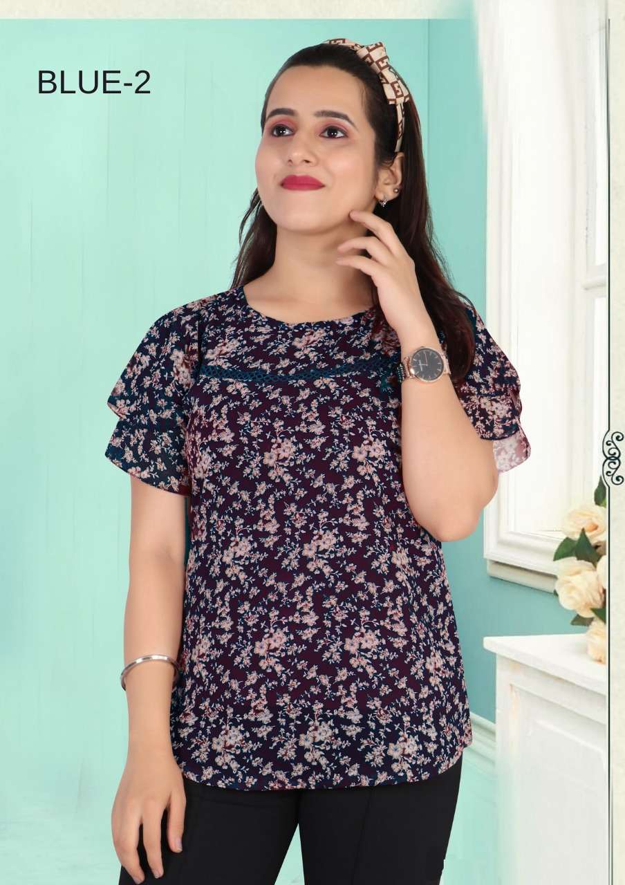 Wedesi By Ff 01 To 04 Series Designer Stylish Fancy Colorful Beautiful Party Wear & Ethnic Wear Collection Georgette Print Tops At Wholesale Price