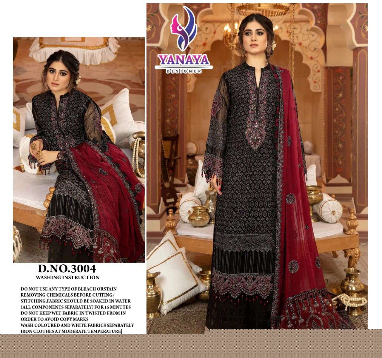 YANAYA-3004 BY YANAYA DESIGNER PAKISTANI SUITS BEAUTIFUL STYLISH FANCY COLORFUL PARTY WEAR & OCCASIONAL WEAR GEORGETTE EMBROIDERED DRESSES AT WHOLESALE PRICE