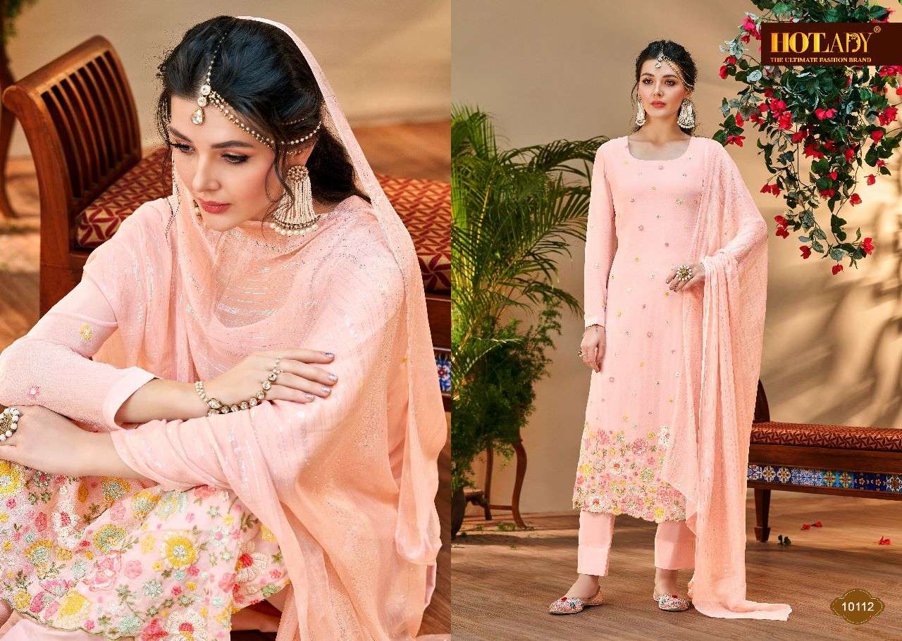 Alankaar 10111 Series By Hot Lady 10111 To 10116 Series Beautiful Suits Colorful Stylish Fancy Casual Wear & Ethnic Wear Pure Viscose Georgette Dresses At Wholesale Price