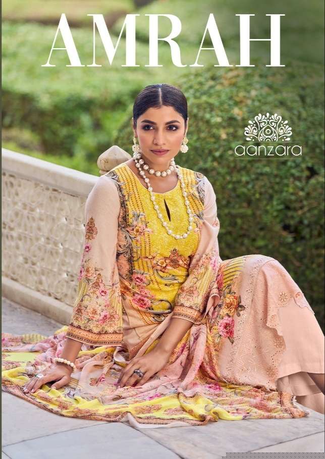 AMRAH BY AANZARA 1001 TO 1006 SERIES DESIGNER SUITS BEAUTIFUL FANCY COLORFUL STYLISH PARTY WEAR & OCCASIONAL WEAR PURE RAYON COTTON DRESSES AT WHOLESALE PRICE