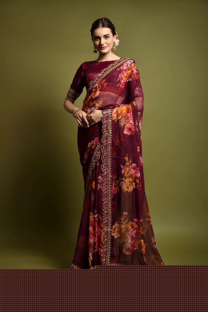 Akshara By Purple Creation 01 To 06 Series Indian Traditional Wear Collection Beautiful Stylish Fancy Colorful Party Wear & Occasional Wear Georgette Embroidered Sarees At Wholesale Price