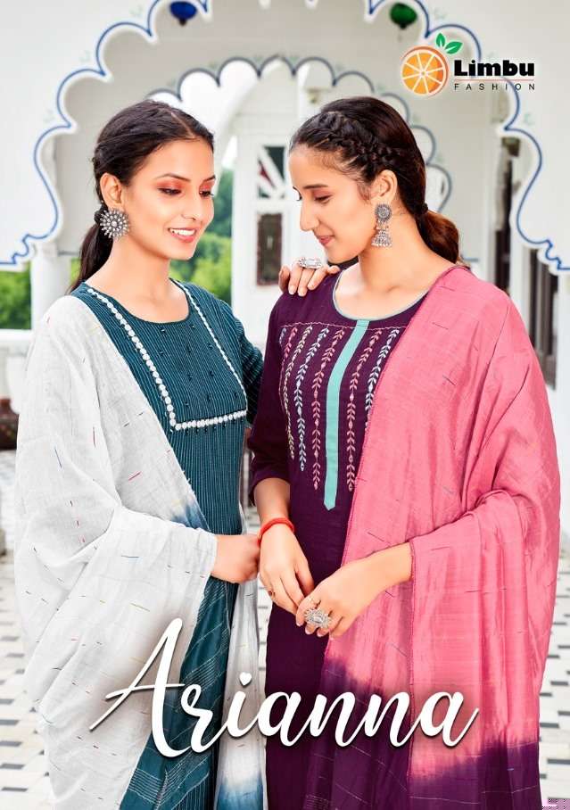 ARIANNA BY LIMBU FASHION 1001 TO 1007 SERIES BEAUTIFUL SUITS COLORFUL STYLISH FANCY CASUAL WEAR & ETHNIC WEAR CHINNON EMBROIDERED DRESSES AT WHOLESALE PRICE