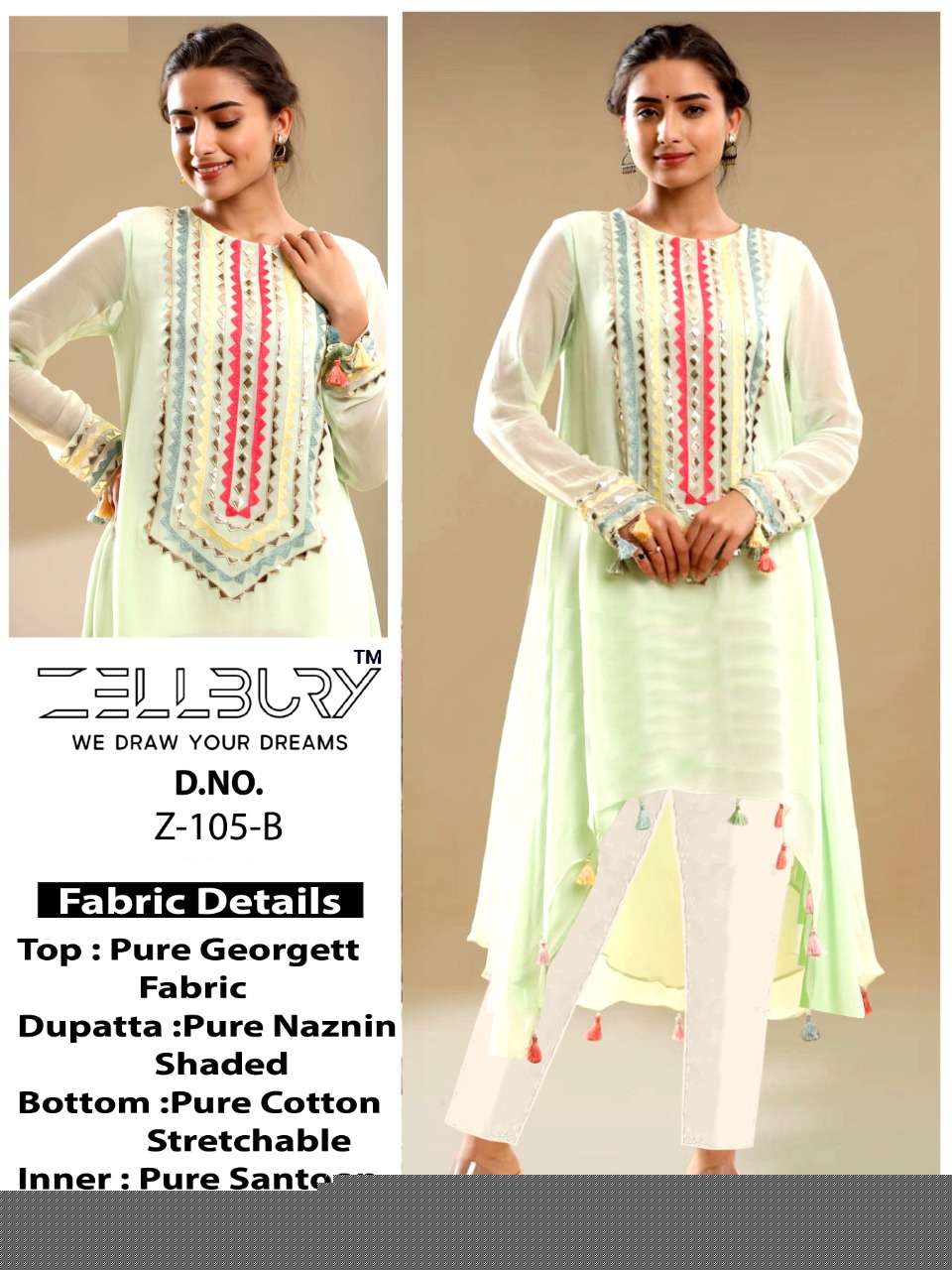 CELLBURY 105 COLOURS BY CELLBURY 105-A TO 105-E SERIES BEAUTIFUL PAKISTANI SUITS STYLISH COLORFUL FANCY CASUAL WEAR & ETHNIC WEAR PURE GEORGETTE EMBROIDERED DRESSES AT WHOLESALE PRICE