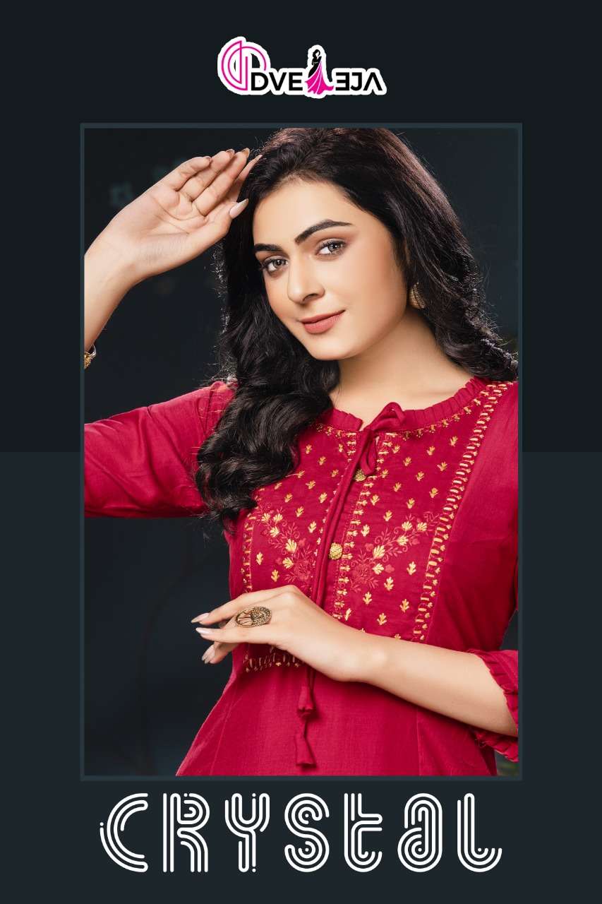 CRYSTAL BY DVEEJA 101 TO 106 SERIES BEAUTIFUL STYLISH FANCY COLORFUL CASUAL WEAR & ETHNIC WEAR CHINNON SILK KURTIS AT WHOLESALE PRICE