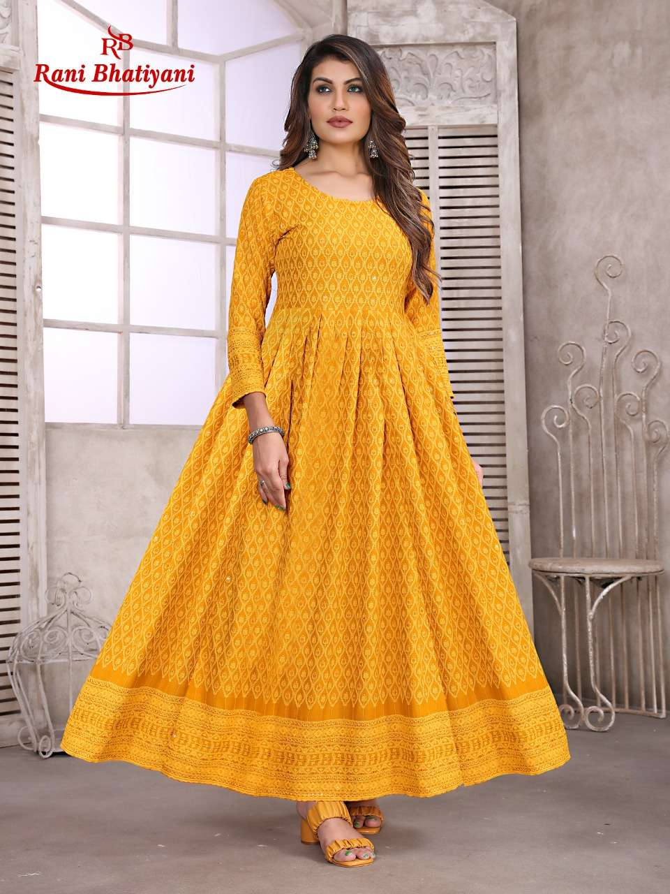 COLLAGE GIRL BY RANI BHATIYANI 01 TO 08 SERIES BEAUTIFUL STYLISH FANCY COLORFUL CASUAL WEAR & ETHNIC WEAR PURE RAYON GOWNS AT WHOLESALE PRICE