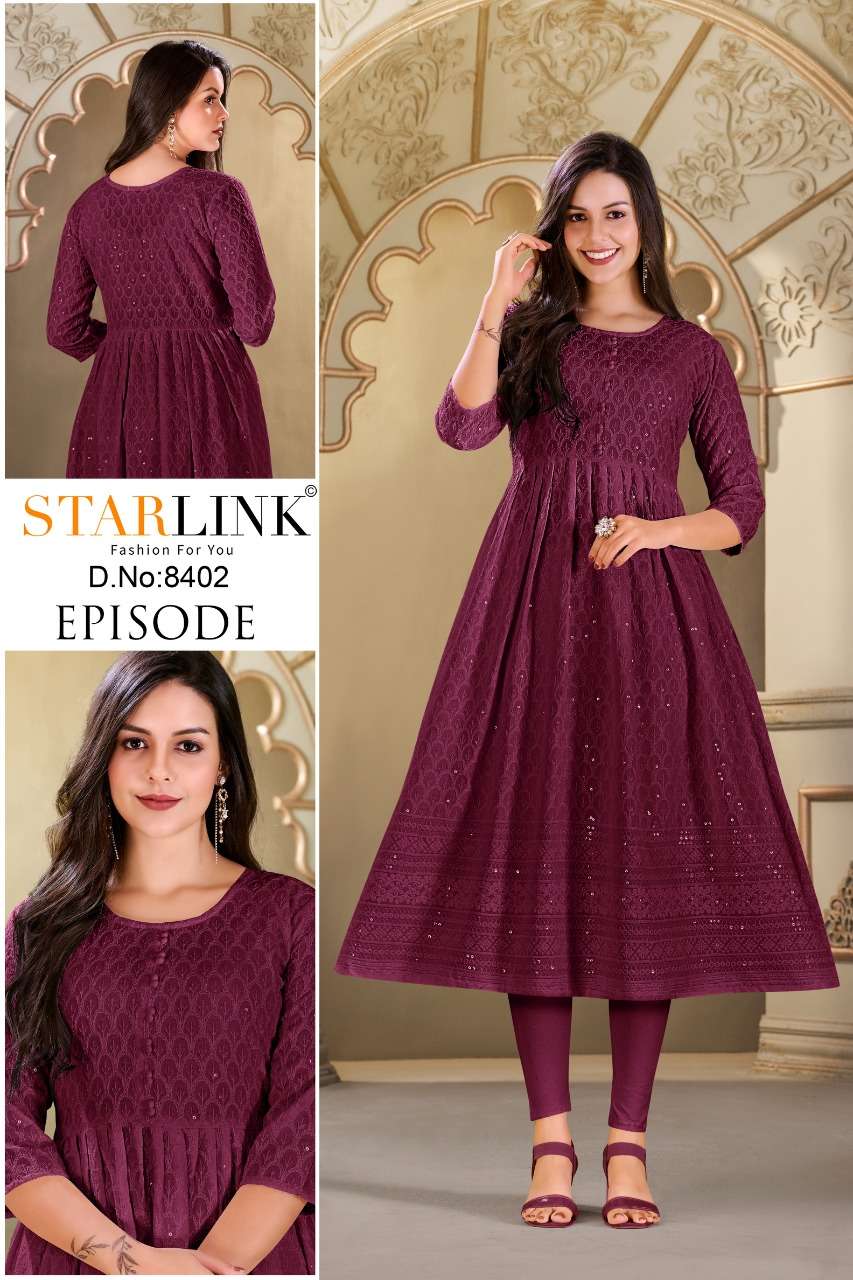 EPISODE BY STARLINK 8401 TO 8426 SERIES DESIGNER STYLISH FANCY COLORFUL BEAUTIFUL PARTY WEAR & ETHNIC WEAR COLLECTION RAYON KURTIS AT WHOLESALE PRICE