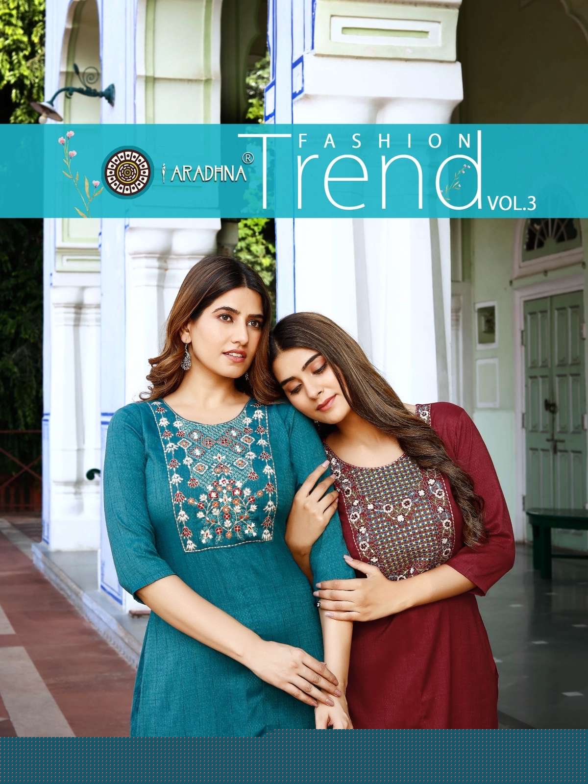 FASHION TREND VOL-3 BY ARADHNA FASHION 3001 TO 3008 SERIES DESIGNER STYLISH FANCY COLORFUL BEAUTIFUL PARTY WEAR & ETHNIC WEAR COLLECTION RAYON EMBROIDERED KURTIS AT WHOLESALE PRICE