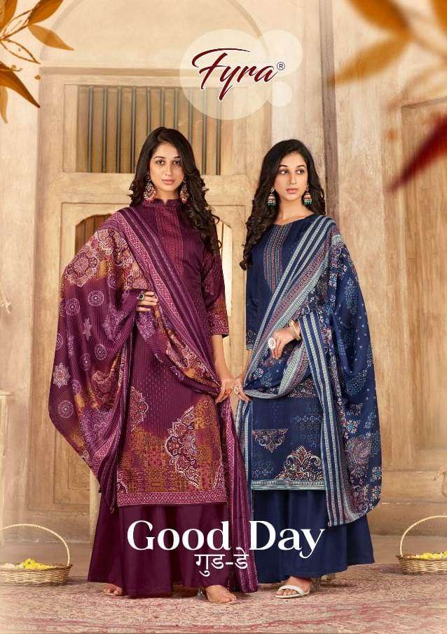 GOOD DAY BY FYRA 001 TO 010 SERIES BEAUTIFUL STYLISH SUITS FANCY COLORFUL CASUAL WEAR & ETHNIC WEAR & READY TO WEAR SOFT COTTON EMBRODIERED DRESSES AT WHOLESALE PRICE