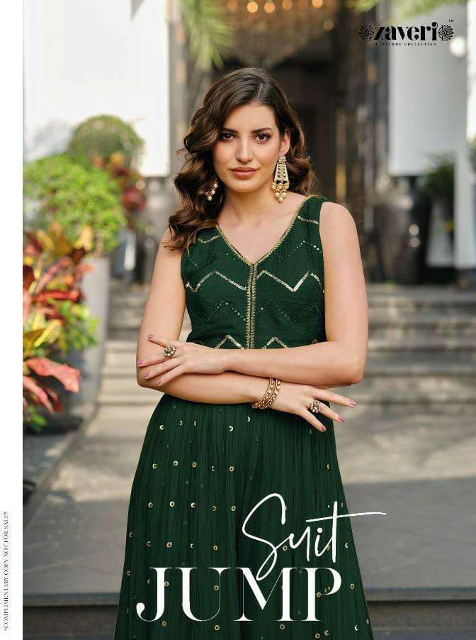 JUMPSUIT 1072 COLOURS BY ZAVERI 1072-A TO 1072-D SERIES DESIGNER STYLISH FANCY COLORFUL BEAUTIFUL PARTY WEAR & ETHNIC WEAR COLLECTION CHINNON JUMPSUIT AT WHOLESALE PRICE