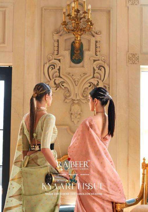 Kyaari Tissue By Rajbeer 8001 To 8007 Series Indian Traditional Wear Collection Beautiful Stylish Fancy Colorful Party Wear & Occasional Wear Tissue Sarees At Wholesale Price