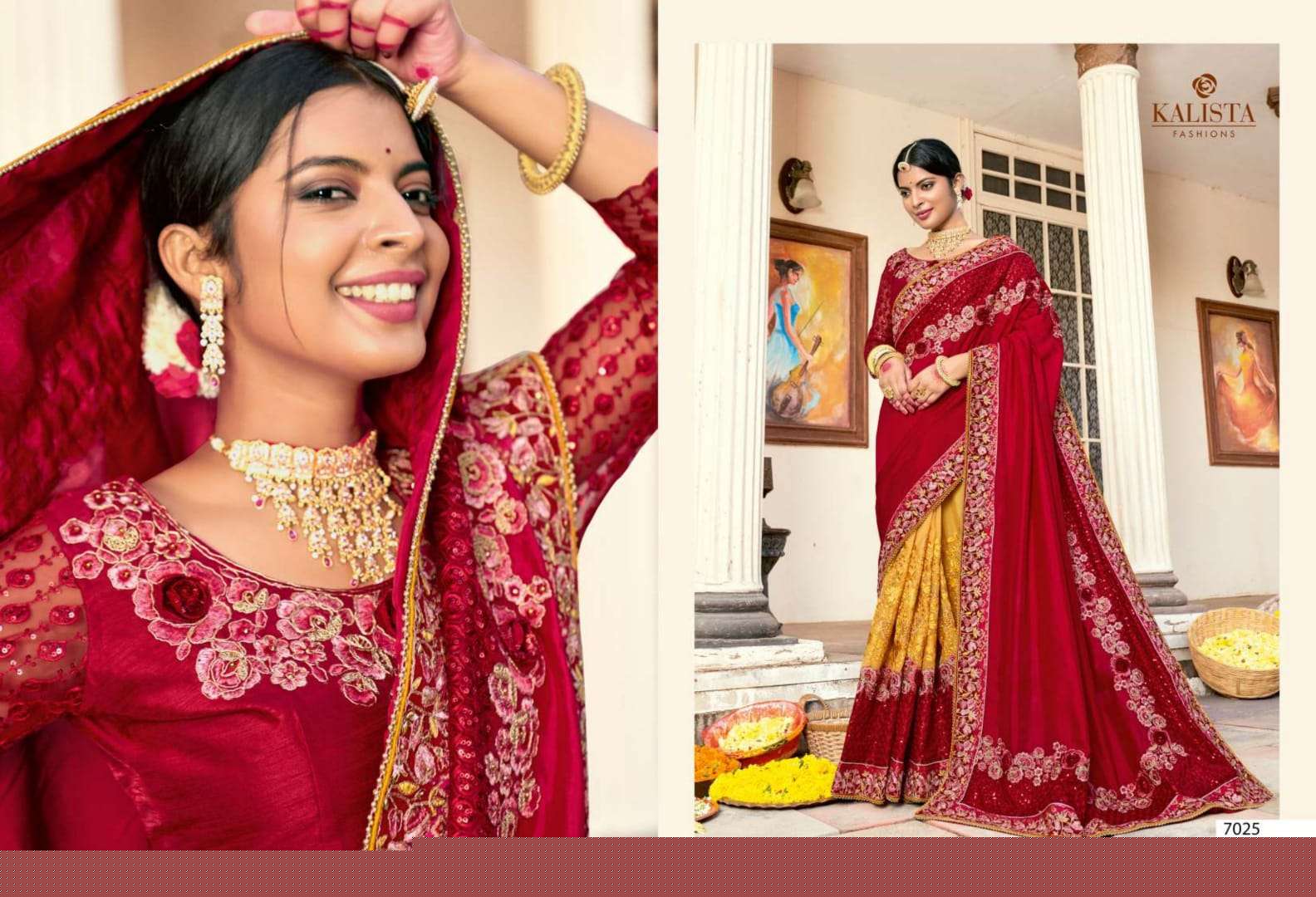 KHAWAAB VOL-21 BY KALISTA FASHION 7024 TO 7029 SERIES INDIAN TRADITIONAL WEAR COLLECTION BEAUTIFUL STYLISH FANCY COLORFUL PARTY WEAR & OCCASIONAL WEAR FANCY SAREES AT WHOLESALE PRICE