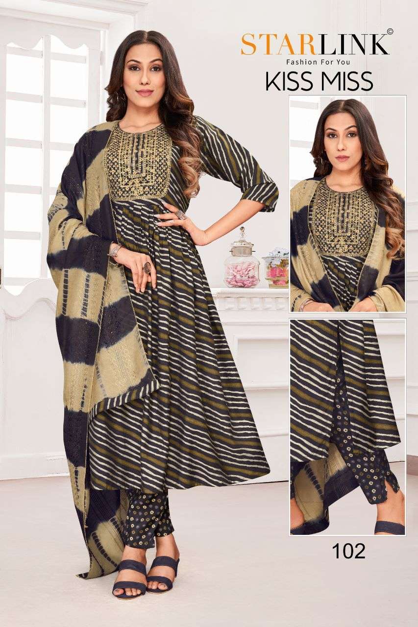 KISS MISS BY STARLINK 101 TO 116 SERIES FESTIVE SUITS BEAUTIFUL FANCY COLORFUL STYLISH PARTY WEAR & OCCASIONAL WEAR CHANDERI EMBROIDERED DRESSES AT WHOLESALE PRICE
