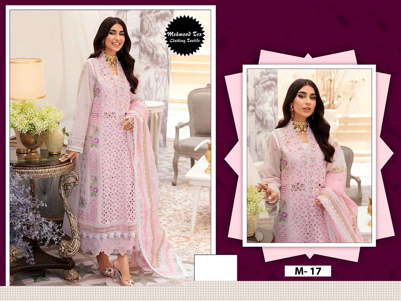 MEHMOOD HIT DESIGN M-17 BY MEHMOOD TEX BEAUTIFUL PAKISTANI SUITS COLORFUL STYLISH FANCY CASUAL WEAR & ETHNIC WEAR COTTON EMBROIDERED DRESSES AT WHOLESALE PRICE