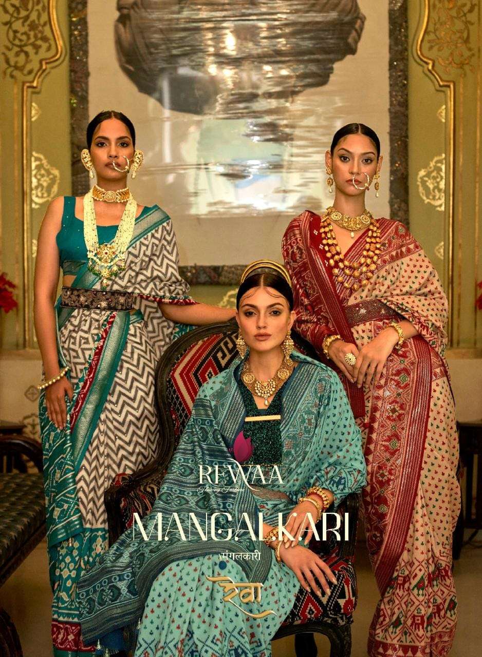 Mangalkari By Rewaa Indian Traditional Wear Collection Beautiful Stylish Fancy Colorful Party Wear & Occasional Wear Patola Silk Sarees At Wholesale Price
