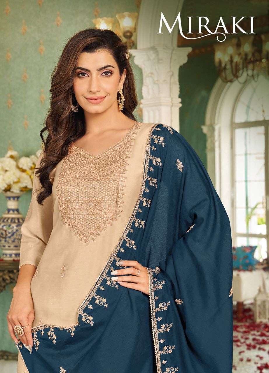 MIRAKI BY ARTIO 59001 TO 59006 SERIES BEAUTIFUL FESTIVE SUITS COLORFUL STYLISH FANCY CASUAL WEAR & ETHNIC WEAR SILK WITH WORK DRESSES AT WHOLESALE PRICE