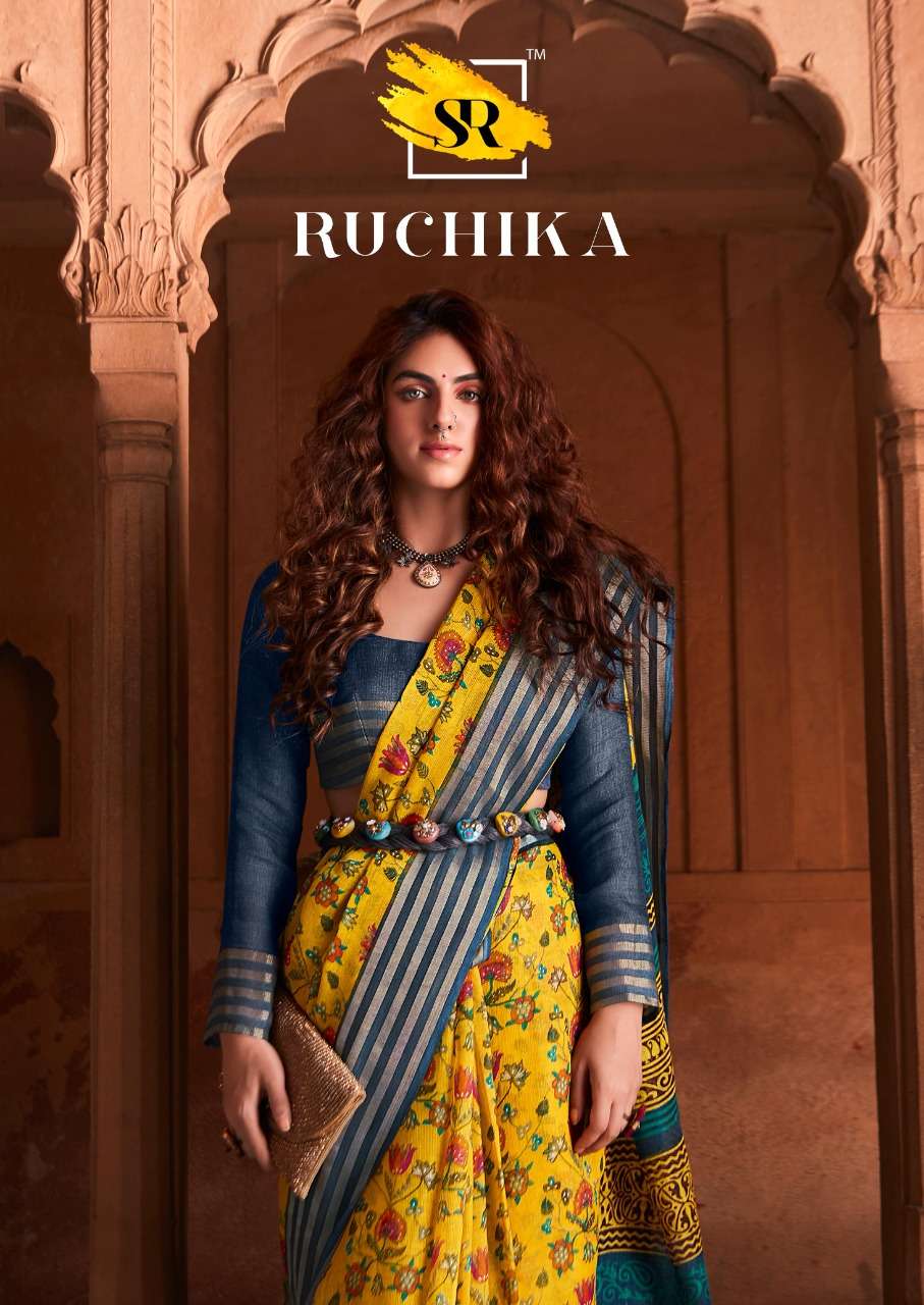 Ruchika By Sr 1001 To 1010 Series Indian Traditional Wear Collection Beautiful Stylish Fancy Colorful Party Wear & Occasional Wear Linen Sarees At Wholesale Price