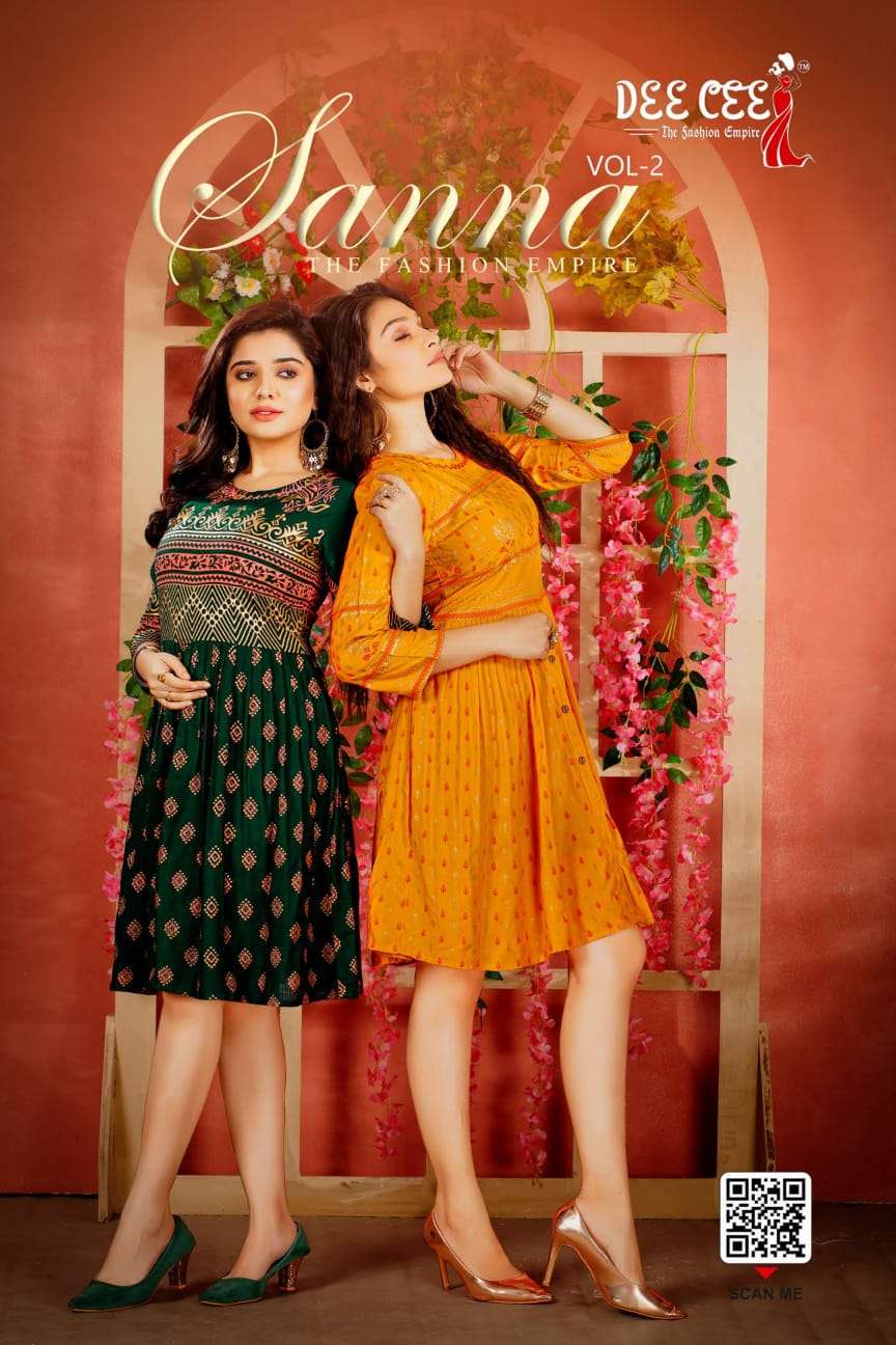 SANNA VOL-2 BY DEE CEE 1001 TO 1006 SERIES BEAUTIFUL STYLISH FANCY COLORFUL CASUAL WEAR & ETHNIC WEAR RAYON SLUB KURTIS AT WHOLESALE PRICE