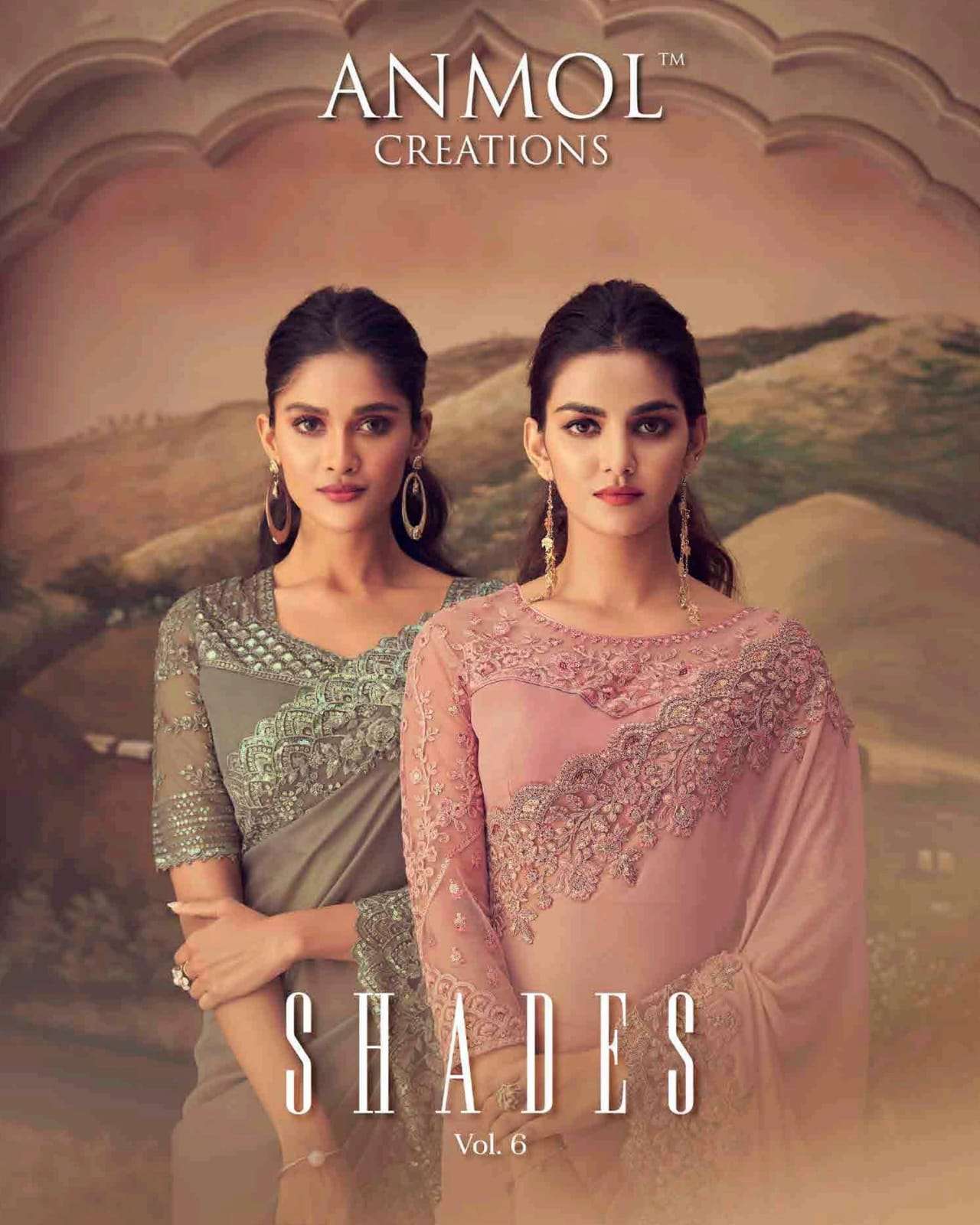 SHADES VOL-6 BY ANMOL CREATION 3201 TO 3216 SERIES INDIAN TRADITIONAL WEAR COLLECTION BEAUTIFUL STYLISH FANCY COLORFUL PARTY WEAR & OCCASIONAL WEAR GEORGETTE/SILK SAREES AT WHOLESALE PRICE