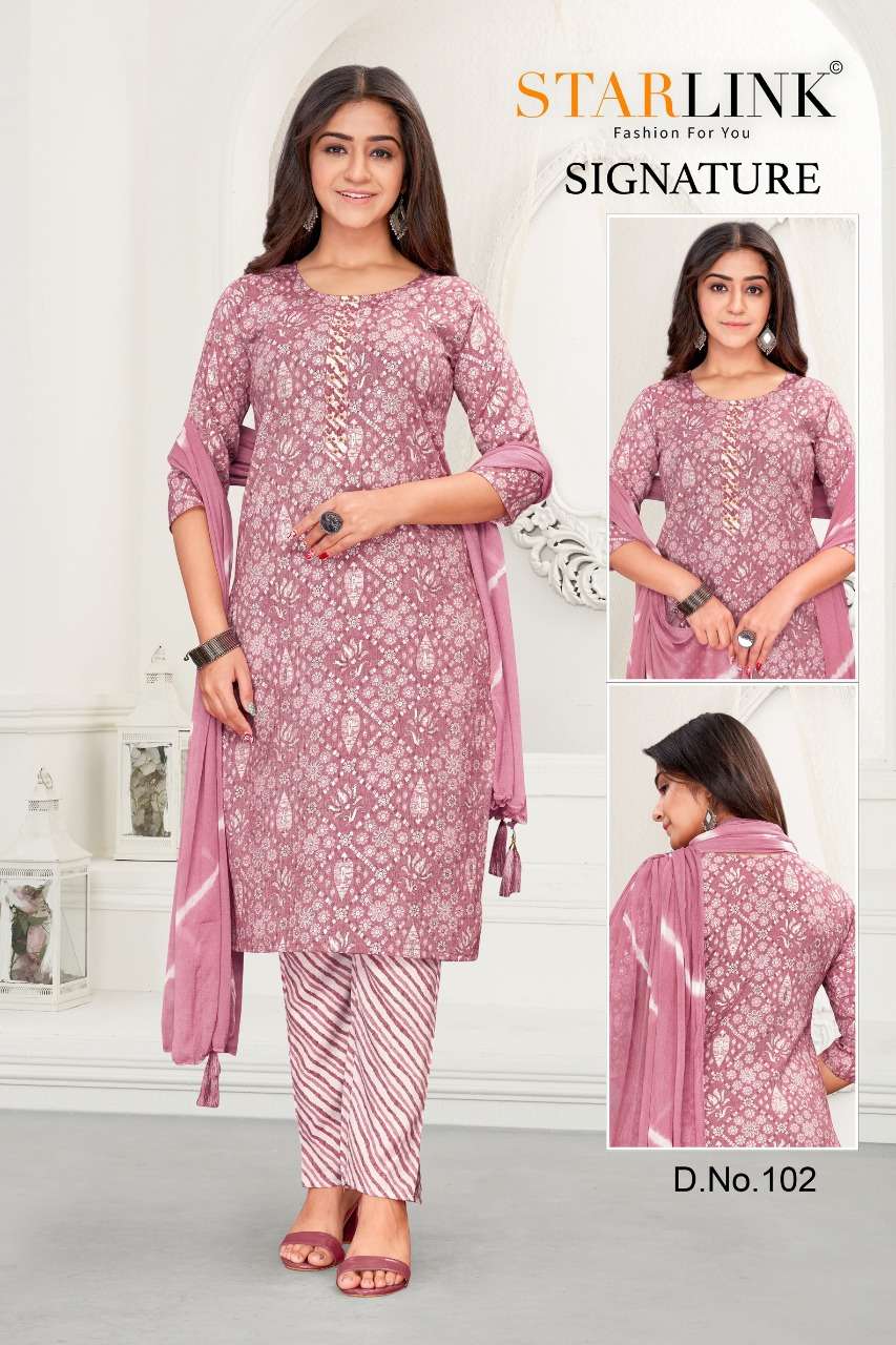 SIGNATURE BY STARLINK 101 TO 112 SERIES BEAUTIFUL FESTIVE SUITS COLORFUL STYLISH FANCY CASUAL WEAR & ETHNIC WEAR CAPSULE PRINT DRESSES AT WHOLESALE PRICE
