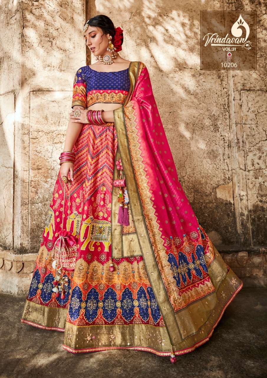 VRINDAVAN VOL-31 BY VRINDAVAN 10205 TO 10215 SERIES INDIAN TRADITIONAL WEAR COLLECTION BEAUTIFUL STYLISH FANCY COLORFUL PARTY WEAR & OCCASIONAL WEAR SILK SAREES AT WHOLESALE PRICE