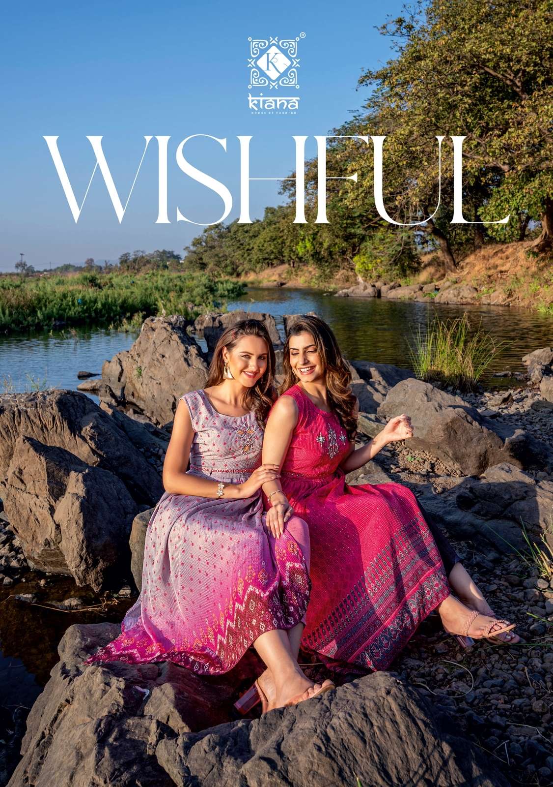 WISHFUL BY KIANA 101 TO 106 SERIES BEAUTIFUL STYLISH FANCY COLORFUL CASUAL WEAR & ETHNIC WEAR CHINNON DIGITAL PRINT GOWNS AT WHOLESALE PRICE