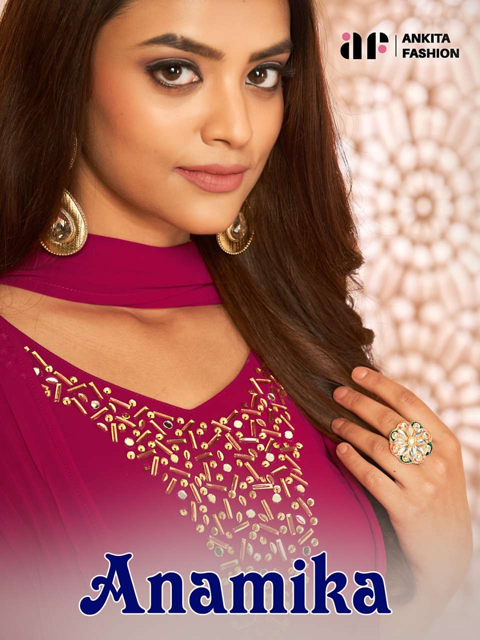 ANAMIKA BY ANKITA FASHION 1001 TO 1005 SERIES BEAUTIFUL STYLISH FANCY COLORFUL CASUAL WEAR & ETHNIC WEAR PURE GEORGETTE GOWNS WITH DUPATTA AT WHOLESALE PRICE