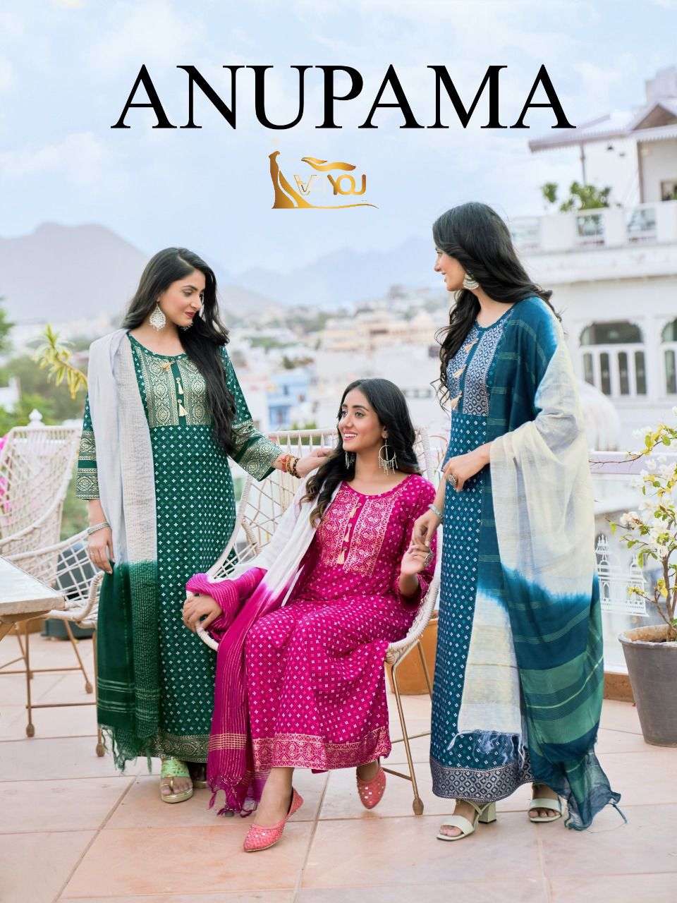 ANUPAMA BY V4YOU 3001 TO 3008 SERIES BEAUTIFUL STYLISH FANCY COLORFUL CASUAL WEAR & ETHNIC WEAR DOLA SILK GOWNS WITH DUPATTA AT WHOLESALE PRICE