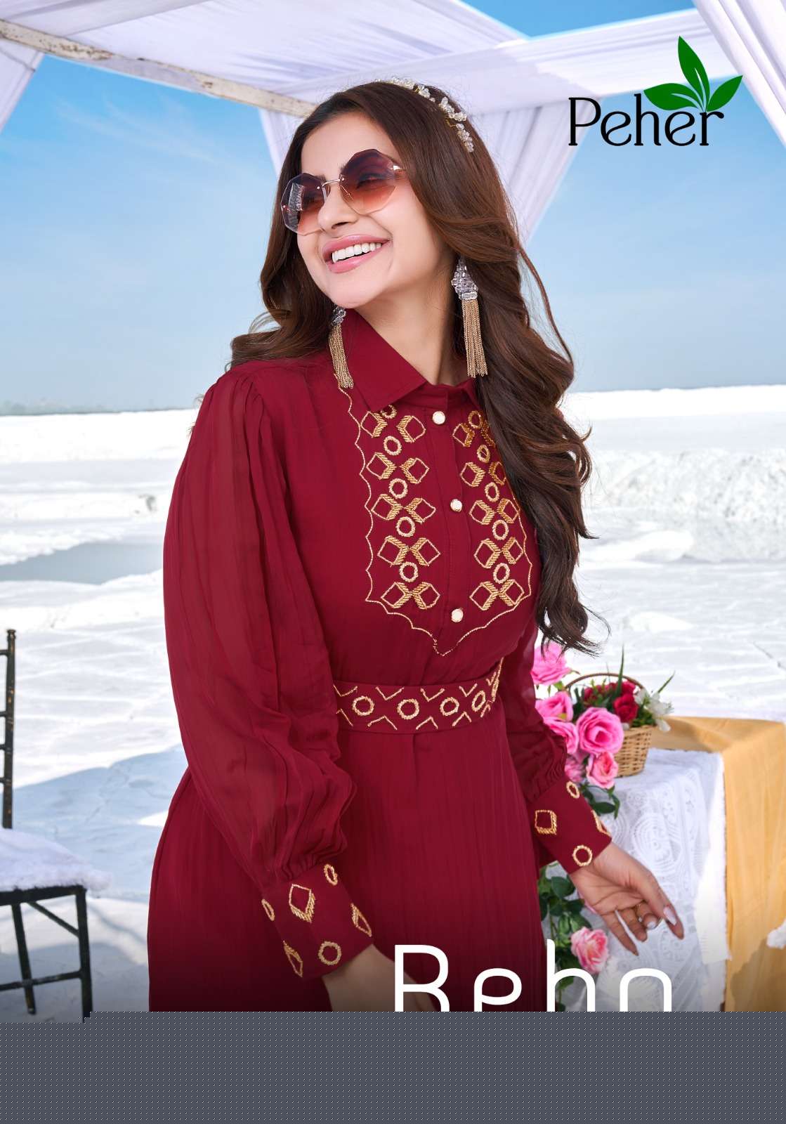 BEBO BY PEHER 1001 TO 1006 SERIES DESIGNER STYLISH FANCY COLORFUL BEAUTIFUL PARTY WEAR & ETHNIC WEAR COLLECTION VISCOSE ORGANZA TOPS WITH BOTTOM AT WHOLESALE PRICE