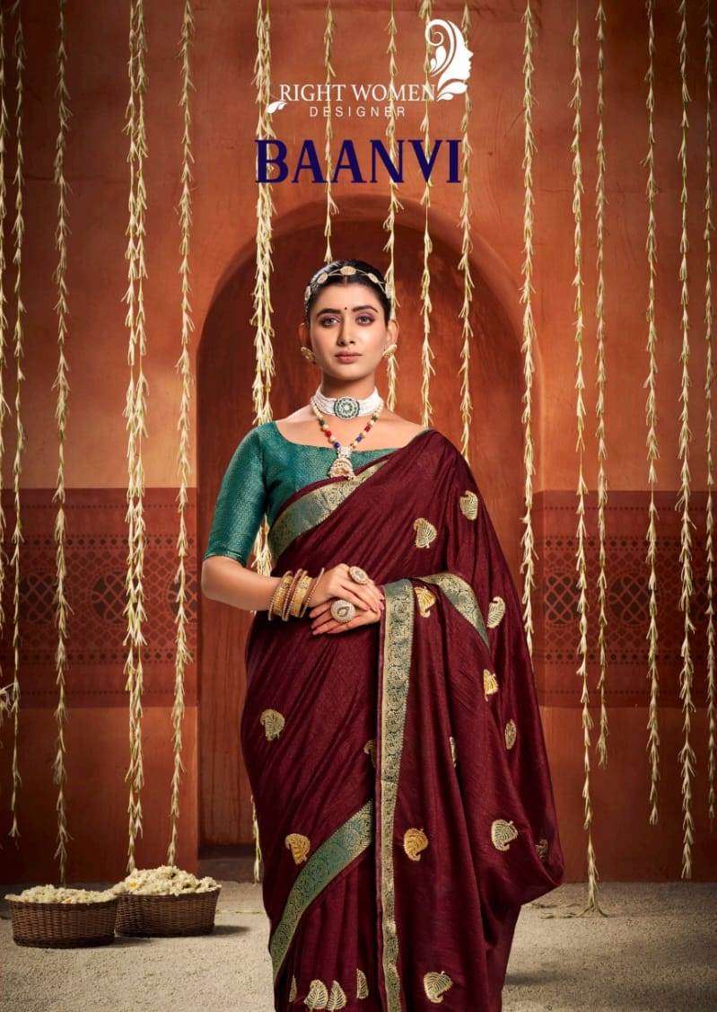 Baanvi By Right Women 10001 To 10008 Series Indian Traditional Wear Collection Beautiful Stylish Fancy Colorful Party Wear & Occasional Wear Vichitra Sarees At Wholesale Price