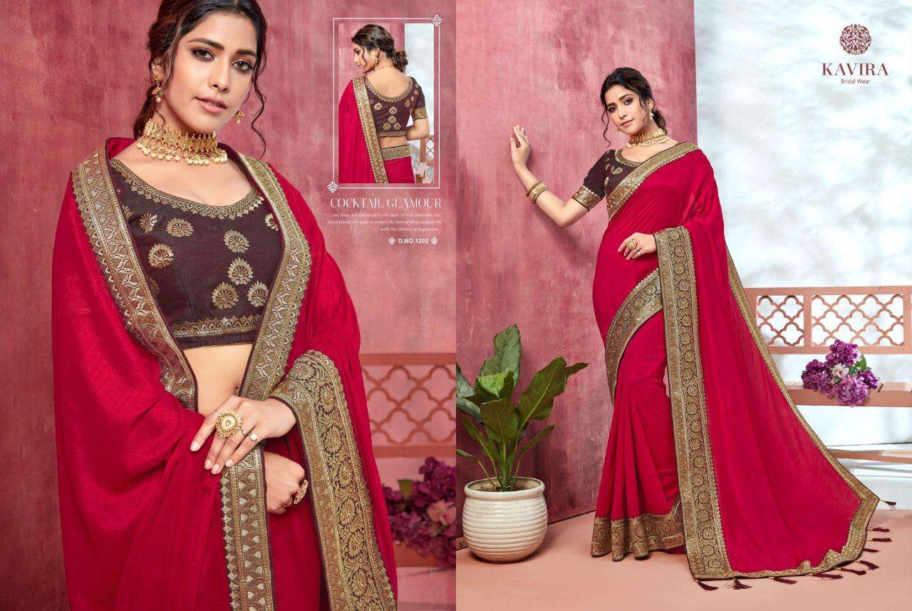 Bridal Wear Vol-3 By Kavira 1201 To 1209 Series Indian Traditional Wear Collection Beautiful Stylish Fancy Colorful Party Wear & Occasional Wear Fancy Sarees At Wholesale Price