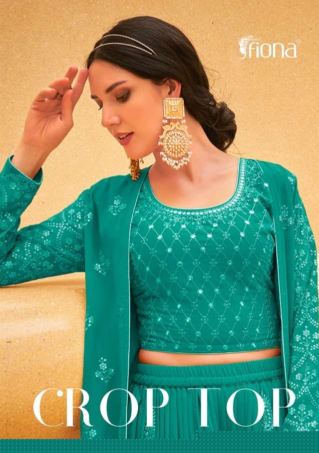 CROP TOP BY FIONA 51111 TO 51114 SERIES BEAUTIFUL SHARARA SUITS COLORFUL STYLISH FANCY CASUAL WEAR & ETHNIC WEAR GEORGETTE EMBROIDERED DRESSES AT WHOLESALE PRICE
