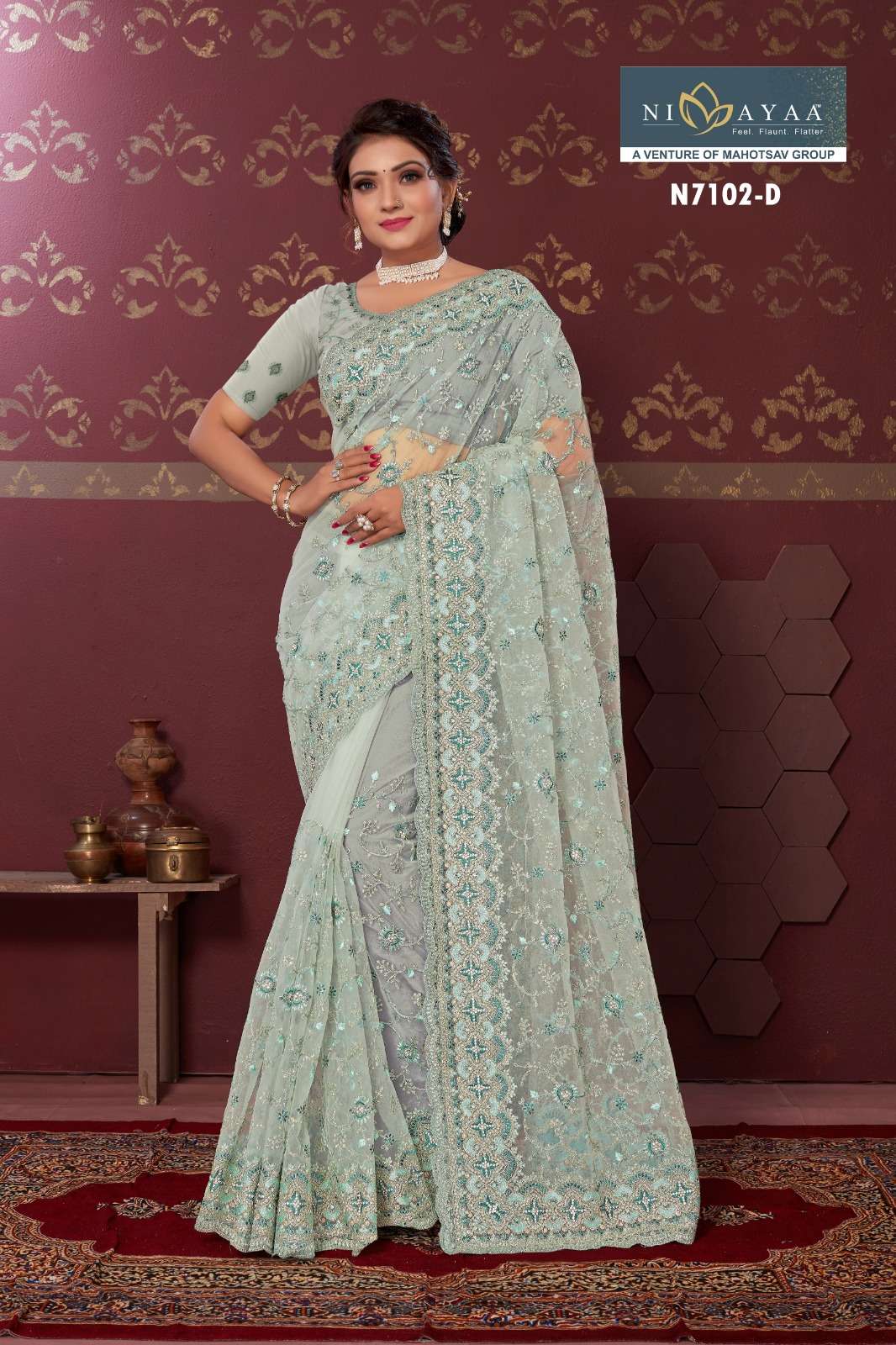 Chand Vol-1 By Nimayaa Indian Traditional Wear Collection Beautiful Stylish Fancy Colorful Party Wear & Occasional Wear Georgette Sarees At Wholesale Price
