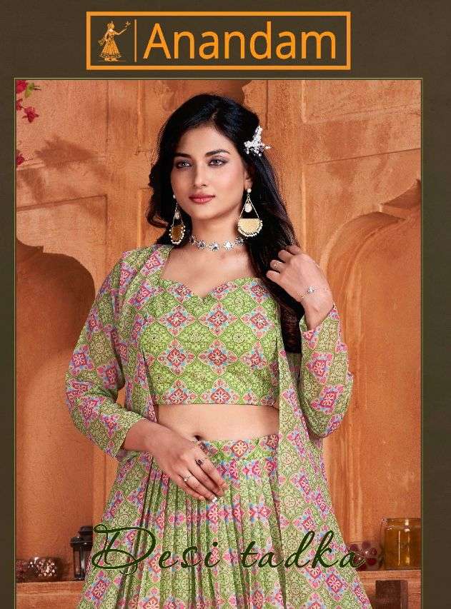 DESI TADKA BY ANANDAM 2489 TO 2491 SERIES INDIAN TRADITIONAL BEAUTIFUL STYLISH DESIGNER BANARASI SILK JACQUARD EMBROIDERED PARTY WEAR GEORGETTE LEHENGAS AT WHOLESALE PRICE